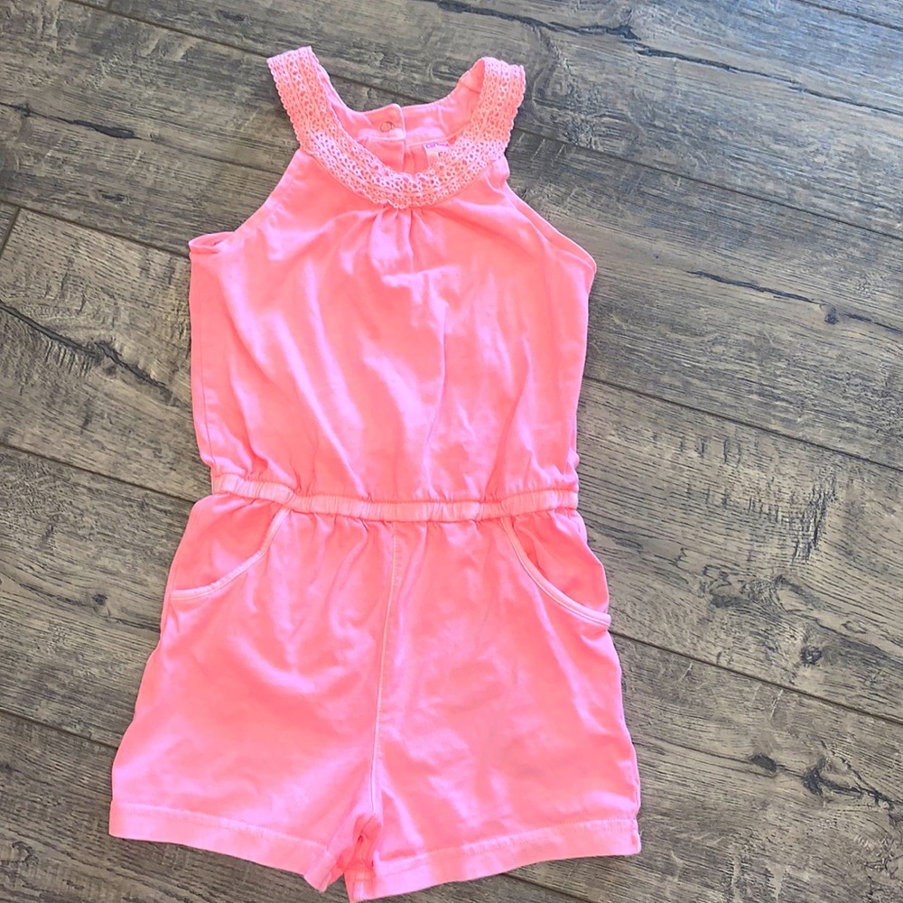 Carters 5T romper with pockets coral